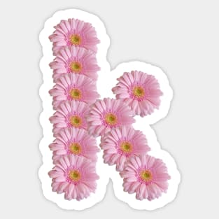 Letter k Pink Gerbera Daisy Sticker